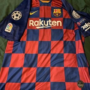 Lionel Messi Barcelona #10 checkered jersey XL